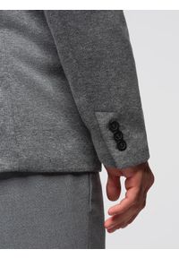 Ombre Clothing - Dzianinowa marynarka męska o dopasowany kroju - grafitowa V1 - Rozmiar: L. Okazja: na spotkanie biznesowe, do pracy, na co dzień. Kolor: szary. Materiał: dzianina. Styl: klasyczny, biznesowy, casual, elegancki #7
