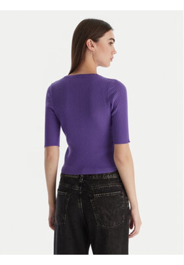 Pinko - PINKO Bluzka Tritone Maglia 102017 A18M Fioletowy Slim Fit. Kolor: fioletowy. Materiał: wełna