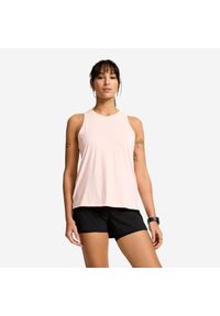 DOMYOS - Koszulka fitness damska Domyos bez rękawów. Kolor: różowy. Materiał: poliester, elastan, materiał. Długość rękawa: bez rękawów. Sport: fitness #1