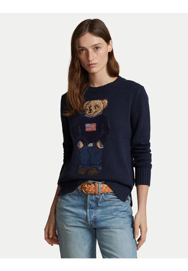 Polo Ralph Lauren Sweter 211927070001 Granatowy Relaxed Fit. Typ kołnierza: polo. Kolor: niebieski. Materiał: bawełna