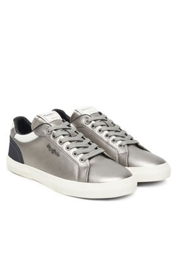 Pepe Jeans Sneakersy Kenton Glam W PLS300005 Srebrny. Kolor: srebrny. Materiał: skóra