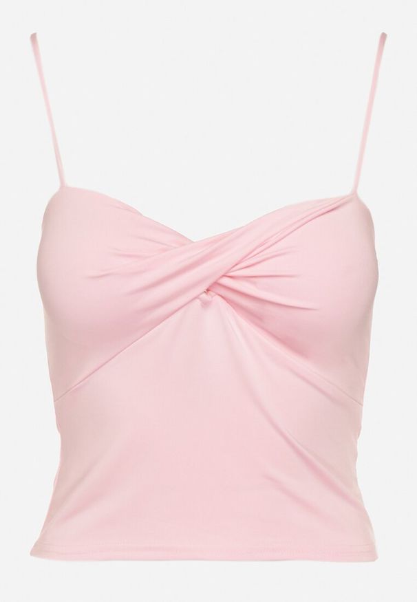 Born2be - Różowy Top z Wiskozą Marszczeniem i Usztywnionymi Miseczkami Meraliana. Okazja: na co dzień. Kolor: różowy. Materiał: wiskoza. Sezon: lato. Styl: casual, sportowy