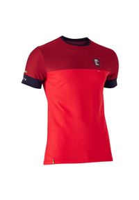KIPSTA - Koszulka krótki rękaw do piłki nożnej FF100 Belgia. Kolor: wielokolorowy, czarny, czerwony. Materiał: materiał, bawełna, poliester. Długość rękawa: krótki rękaw. Długość: krótkie