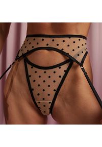 Intica - Komplet bielizny w kropki z regulowanymi ramiączkami na romantyczne wieczory Nynke. Kolor: beżowy. Materiał: materiał. Wzór: kropki #8