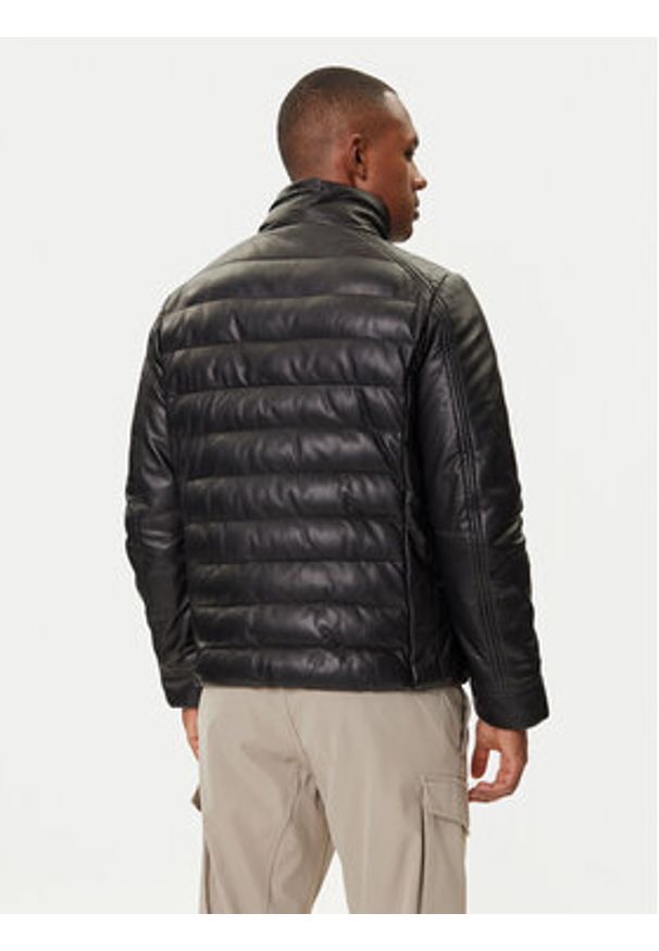 Parajumpers Kurtka skórzana Ernie 25WMPMJKLE02 Czarny Slim Fit. Kolor: czarny. Materiał: skóra