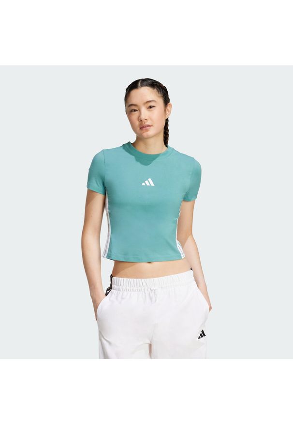Adidas - Koszulka Essentials 3-Stripes Slim Baby. Kolor: biały, wielokolorowy, niebieski