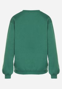 Born2be - Zielona Bluza z Bawełną Ozdobiona Przeszyciami Fezoria. Okazja: na co dzień. Kolor: zielony. Materiał: bawełna. Wzór: aplikacja. Styl: casual, klasyczny #4