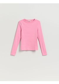 Reserved - Prążkowany longsleeve - różowy. Kolor: różowy. Materiał: prążkowany. Długość rękawa: długi rękaw