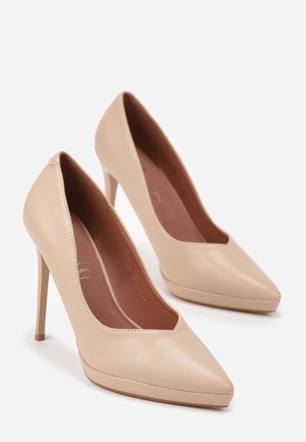 Born2be - Beżowe Szpilki Vices na Platformie ze Skórzaną Wkładką Racca. Okazja: na imprezę, na spotkanie biznesowe, na wesele, na ślub cywilny, do pracy. Kolor: beżowy. Materiał: skóra. Obcas: na platformie. Styl: wizytowy, biznesowy, klasyczny. Wysokość obcasa: średni