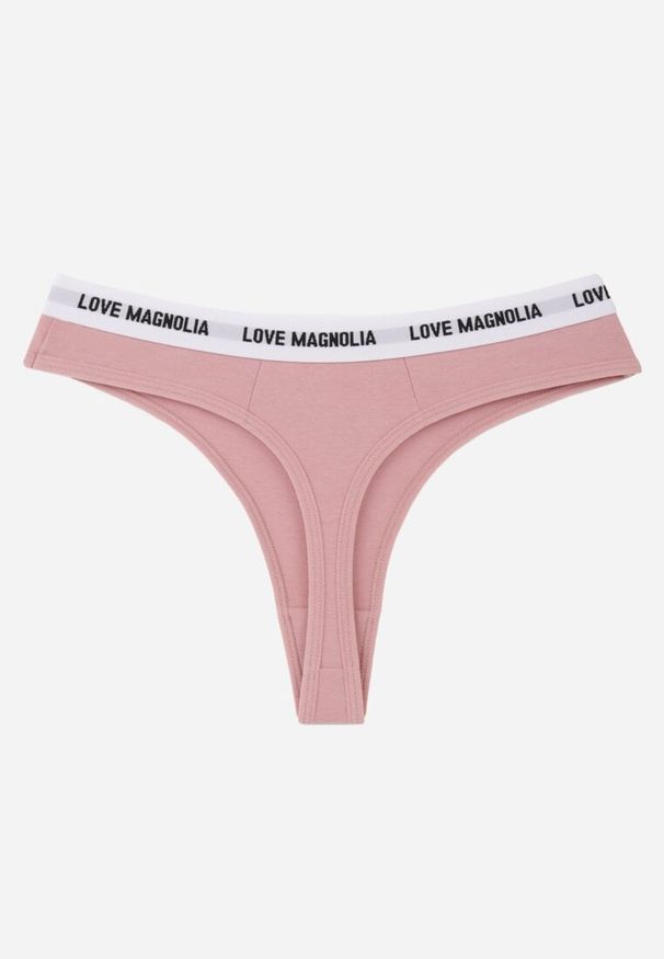 Born2be - Różowe Majtki Typu Stringi z Bawełną i Napisami Veza. Kolor: różowy. Materiał: bawełna. Wzór: napisy