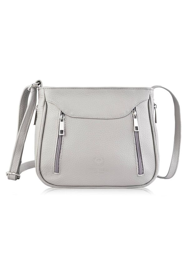 Listonoszka skórzana szara PAOLO PERUZZI Z-52-GR. Kolor: szary. Materiał: skórzane. Styl: elegancki, klasyczny. Rodzaj torebki: na ramię