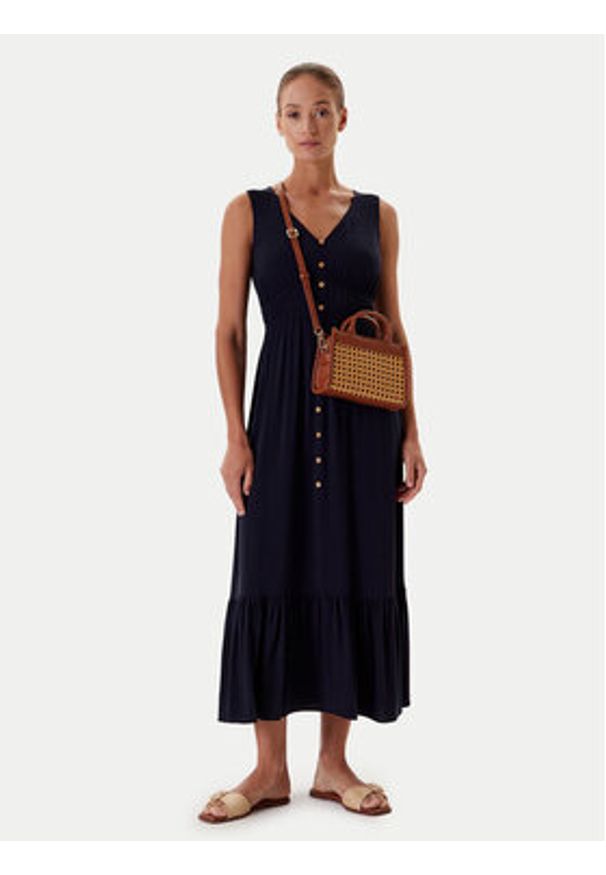 Tatuum Sukienka letnia Letitia T2510.202 Granatowy Relaxed Fit. Kolor: niebieski. Materiał: wiskoza. Sezon: lato