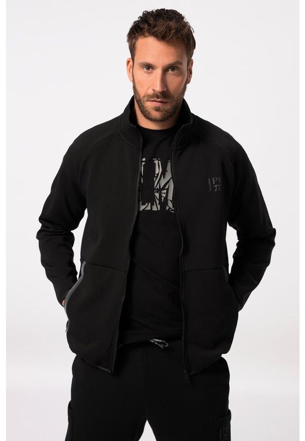 JAY-PI - Męska Rozpinana bluza dresowa FLEXNAMIC® fitness stójka. Typ kołnierza: kołnierzyk stójkowy. Kolekcja: plus size. Kolor: czarny. Materiał: bawełna, elastan, poliester, materiał. Sport: fitness