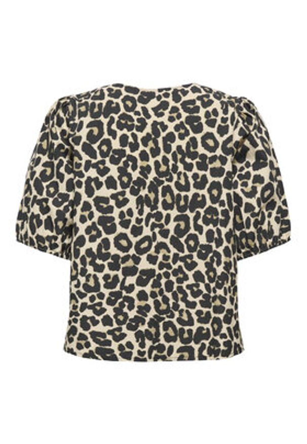 only - ONLY Bluzka Jenna 15368592 Beżowy ciemny Regular Fit. Kolor: beżowy. Materiał: bawełna