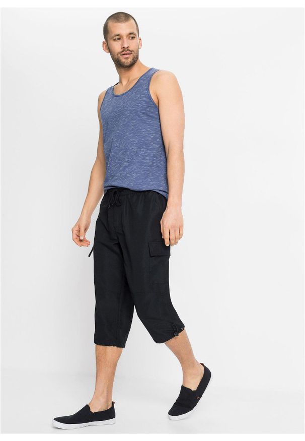 bonprix - Spodnie 3/4 z mikrofazy, w wygodnym fasonie, Regular Fit. Stan: obniżony. Kolor: czarny