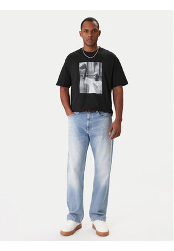 Guess Jeans T-Shirt M5BI3K K8FQ4 Czarny Regular Fit. Kolor: czarny. Materiał: bawełna