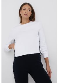 Emporio Armani bluza damska kolor biały gładka. Kolor: biały. Wzór: gładki