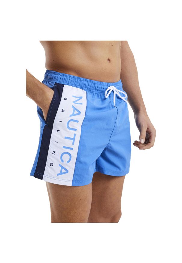 Nautica - Szorty plażowe męskie Knox 4" Swim Short. Okazja: na plażę. Kolor: niebieski. Materiał: materiał, poliester