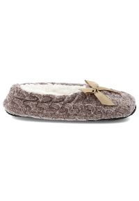 Brązowe Ciepłe Bambosze Damskie Moraj. Okazja: do domu. Kolor: brązowy. Materiał: dzianina, futro. Sezon: zima, jesień. Styl: elegancki #4
