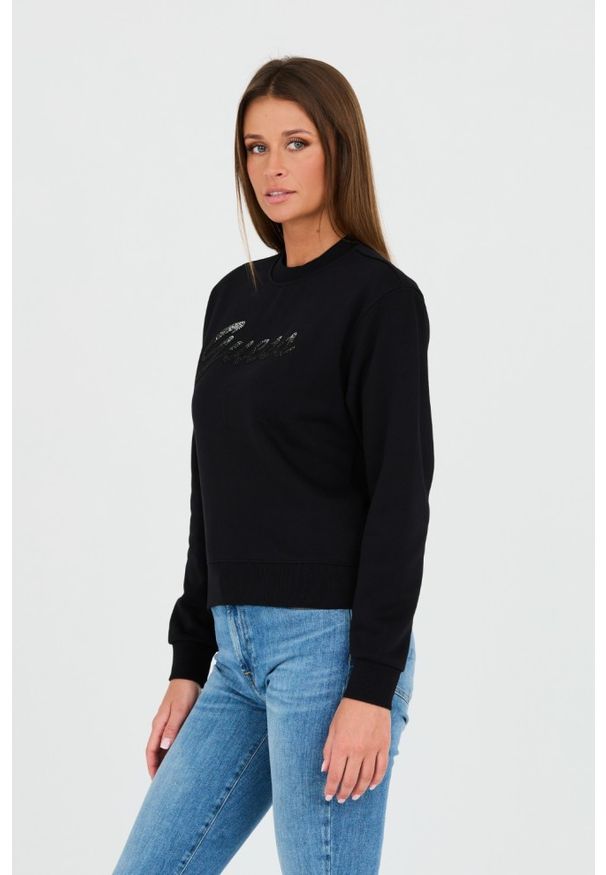 Guess - GUESS Czarna damska bluza z cyrkoniami, Rozmiar XS. Kolor: czarny