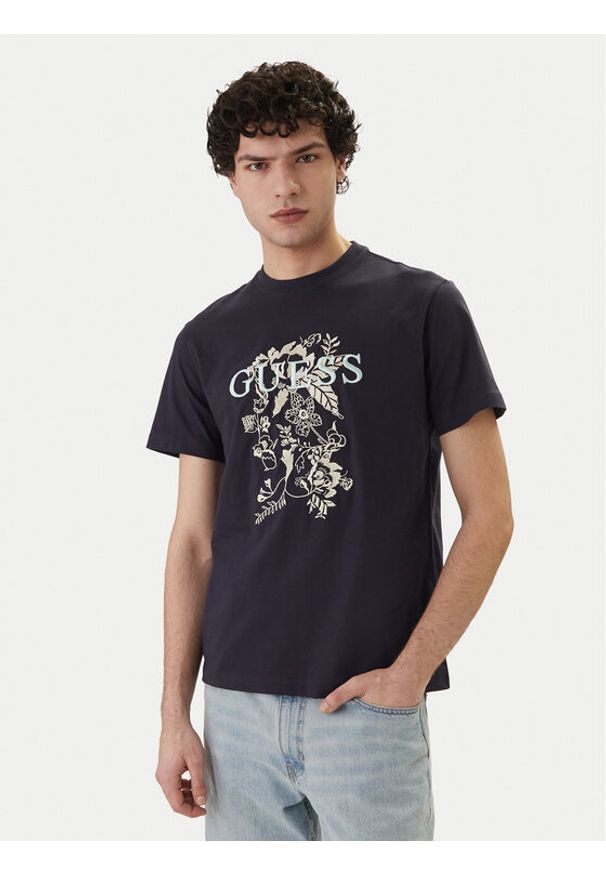 Guess T-Shirt M6GI17 K3038 Granatowy Regular Fit. Kolor: niebieski. Materiał: bawełna