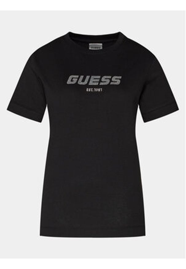 Guess T-Shirt Eleanora V4RI10 K8HM4 Czarny Regular Fit. Kolor: czarny. Materiał: bawełna