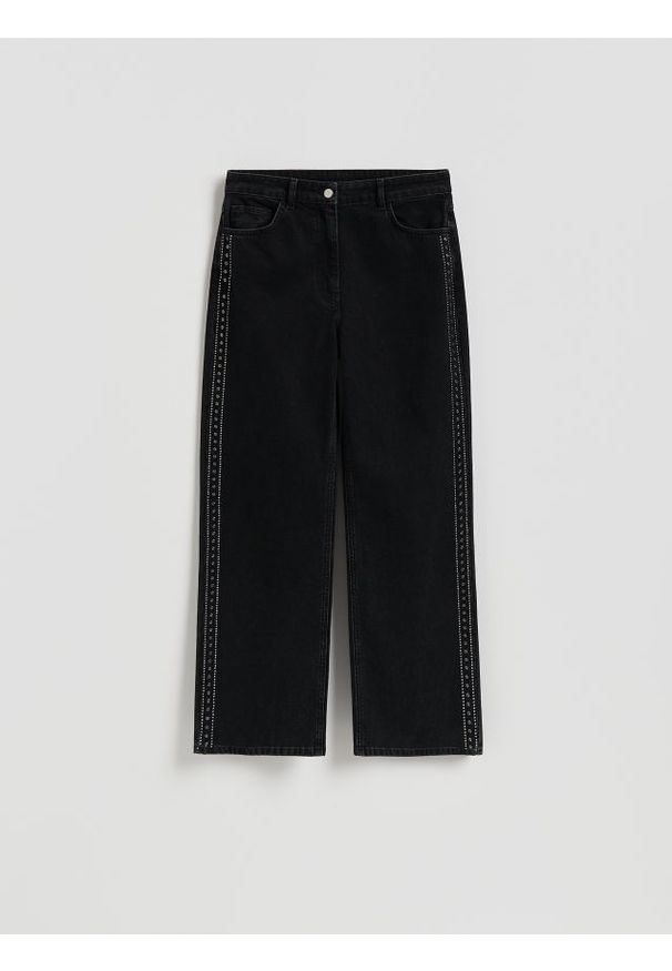 Reserved - Jeansy z lampasem - czarny. Kolor: czarny
