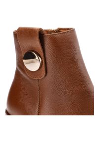 CheBello - Brązowe Botki Chebello Eleganckie Skórzane Buty Na Obcasie. Kolor: brązowy. Materiał: skóra. Obcas: na obcasie. Styl: elegancki. Wysokość obcasa: średni #8