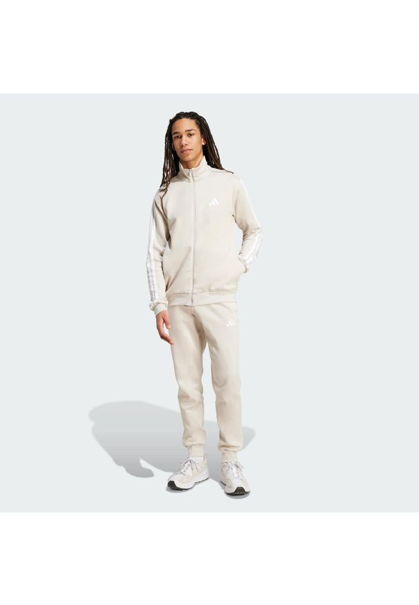 Adidas - Dres 3-Stripes Fleece. Kolor: beżowy. Materiał: dresówka. Sport: fitness