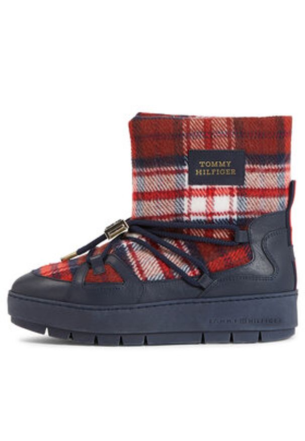 TOMMY HILFIGER - Tommy Hilfiger Śniegowce Tartan Snowboot FW0FW07612 Niebieski. Kolor: niebieski. Materiał: materiał