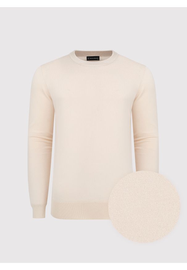 Pako Lorente - PAKO LORENTE – Beżowy sweter męski o-neck. Kolor: niebieski, beżowy. Materiał: poliamid, wiskoza. Wzór: gładki. Sezon: wiosna