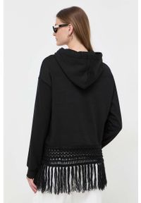 TwinSet - Twinset bluza damska kolor czarny z kapturem gładka. Typ kołnierza: kaptur. Kolor: czarny. Materiał: dzianina. Długość rękawa: długi rękaw. Długość: długie. Wzór: gładki #3