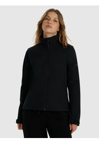 4f - 4F Kurtka softshell wiatroodporna membrana 5000 damska - czarna XL. Typ kołnierza: kołnierzyk stójkowy. Kolor: czarny. Materiał: softshell. Technologia: Windstopper. Sezon: zima