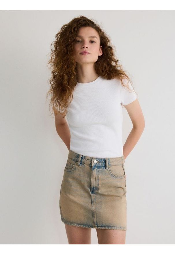 Reserved - Jeansowa spódnica mini - niebieski. Kolor: niebieski. Materiał: jeans