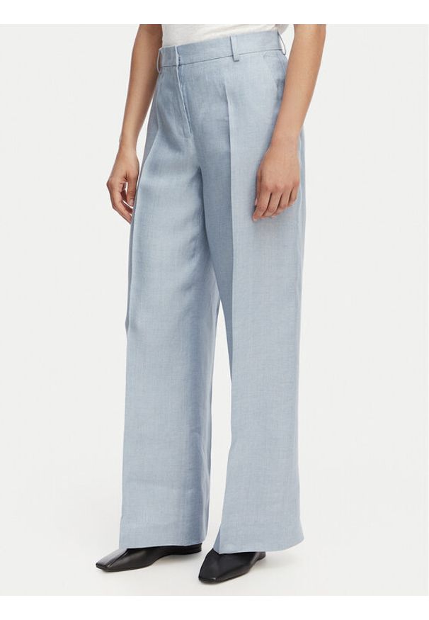 Weekend Max Mara Spodnie materiałowe Malizia 2615131112 Niebieski jasny Regular Fit. Kolor: niebieski. Materiał: len