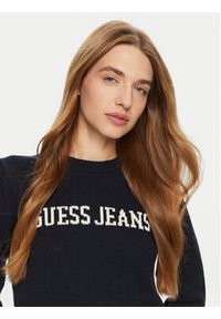 Guess Jeans Sweter W4BR10 Z3HM1 Niebieski Regular Fit. Kolor: niebieski. Materiał: bawełna