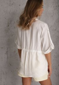 Renee - Biała Koszula z Bawełną o Nietoperzowym Kroju z Wiązaniem w Stylu Utility Kelathe. Kolor: biały. Materiał: bawełna #7