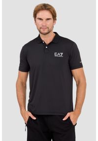 EA7 Emporio Armani - EA7 Czarna męska koszulka polo Ventus 7, Rozmiar XL. Typ kołnierza: polo. Kolor: czarny