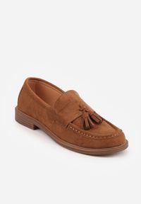 Renee - Jasnobrązowe Mokasyny VICES z Wkładką ze Skóry Naturalnej Ozdobione Chwostami Maritune. Okazja: na co dzień. Kolor: brązowy. Materiał: skóra. Wzór: aplikacja. Styl: casual, elegancki #6