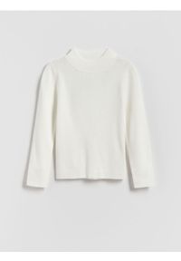 Reserved - Gładki sweter z wiskozy - złamana biel. Materiał: wiskoza. Wzór: gładki #1
