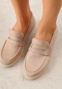 Born2be - Ciemnobeżowe Mokasyny Ozdobione Plecionką Fennata. Kolor: beżowy. Wzór: aplikacja. Styl: klasyczny, boho #3