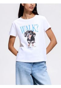Reserved - T-shirt z nadrukiem - biały. Kolor: biały. Materiał: bawełna. Wzór: nadruk #1