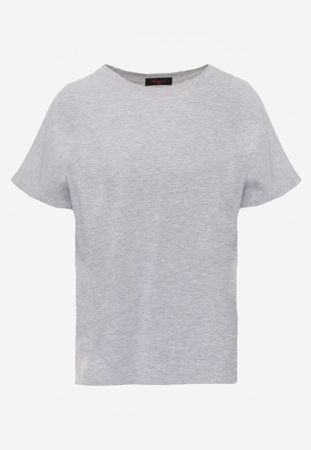 Born2be - Szary T-shirt Bawełniany Klasyczny o Fasonie Oversize z Dłuższym Tyłem Nemedora. Okazja: na co dzień. Kolor: szary. Materiał: bawełna. Długość: długie. Styl: klasyczny