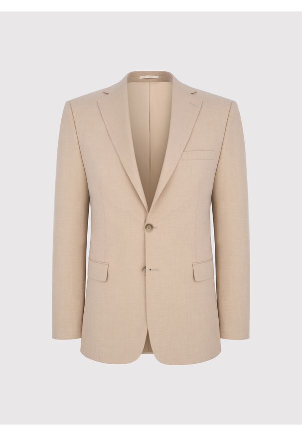 Pako Lorente - PAKO LORENTE – Beżowa marynarka garniturowa. Kolor: beżowy. Materiał: wiskoza, poliester, elastan. Wzór: gładki