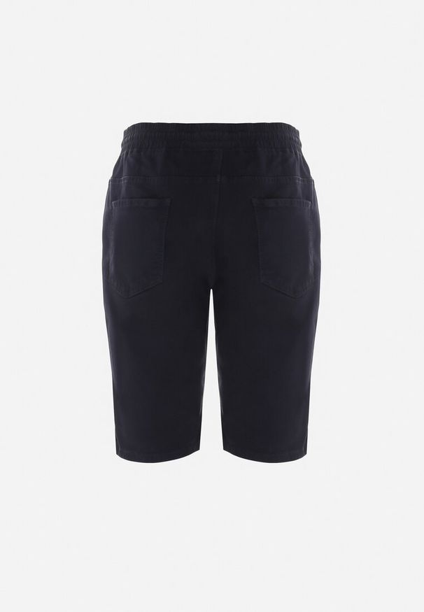Born2be - Granatowe Szorty Casual z Wiązaniem i Gumką w Pasie Nasine. Okazja: na co dzień. Kolor: niebieski. Styl: casual