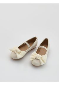 Reserved - Baleriny z kokardą - złamana biel. Materiał: skóra #1