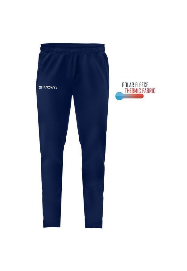 Givova Panta Cuba Navy Sportbroek dla Mężczyzn - Oddychający Komfort. Kolor: niebieski. Materiał: dresówka, materiał. Styl: militarny