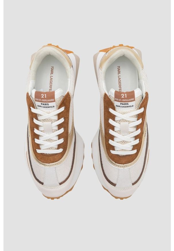Karl Lagerfeld - KARL LAGERFELD Beżowe sneakersy damskie ZONE Karl NFT Lo Lace. Kolor: biały