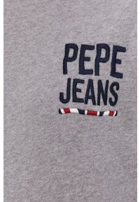 Pepe Jeans Bluza męska kolor szary gładka. Okazja: na co dzień. Kolor: szary. Materiał: dzianina. Wzór: gładki, aplikacja. Styl: casual #4