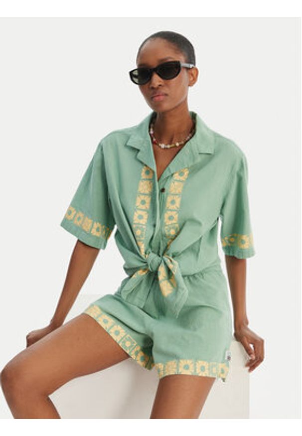 Quiksilver Szorty materiałowe Bahamas EQWNS03090 Zielony Regular Fit. Kolor: zielony. Materiał: bawełna